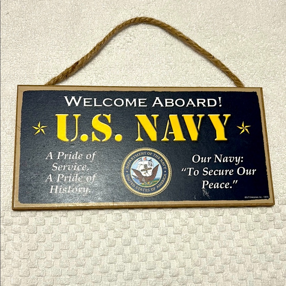 U.S. Navy Welcome Aboard Sign 5”x10” Wood Sign W/Hanging RopeVintage Rustic